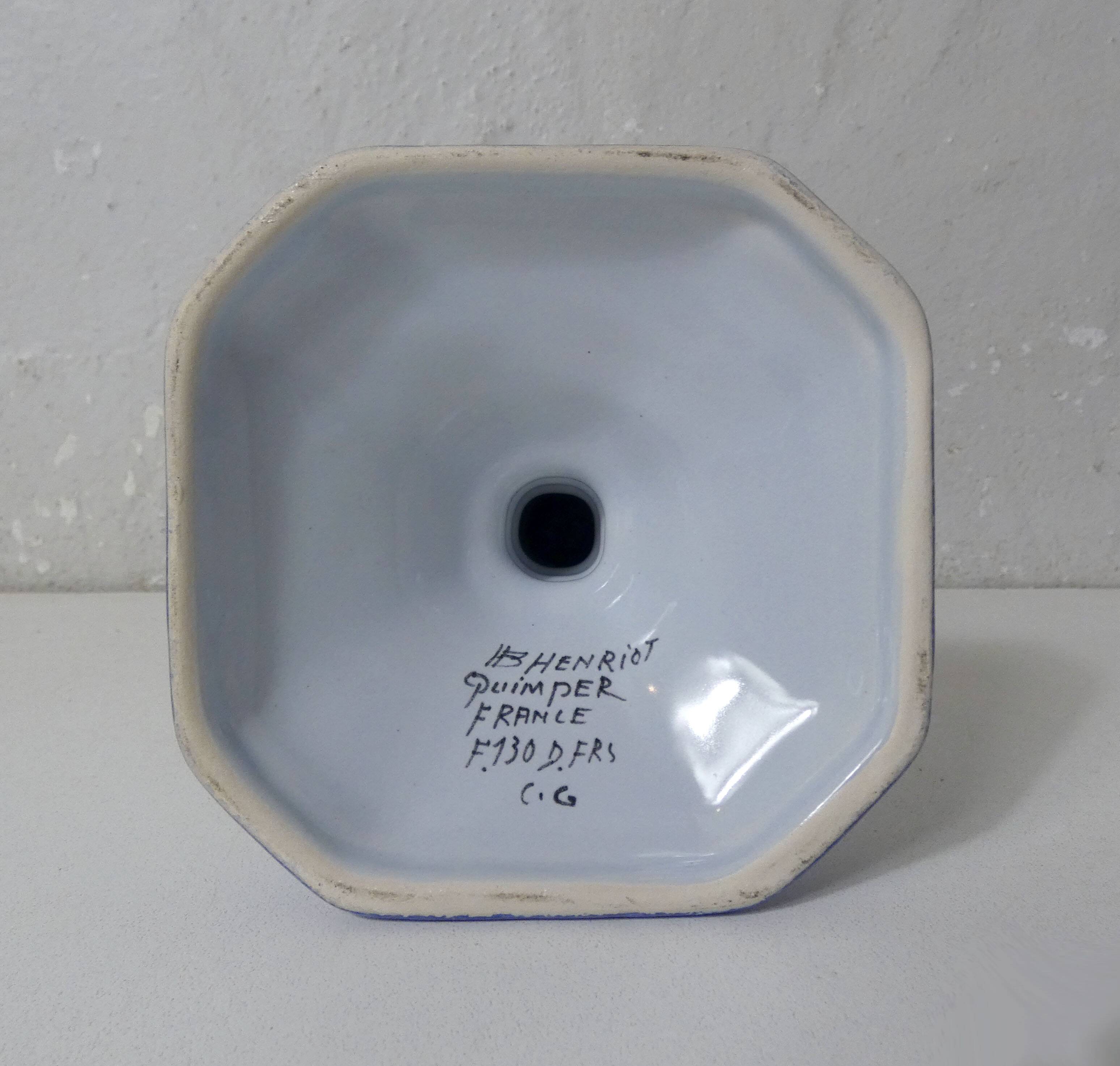 Henriot Quimper earthenware candlestick