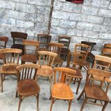Lot of 15 mismatched bistro chairs in curved wood