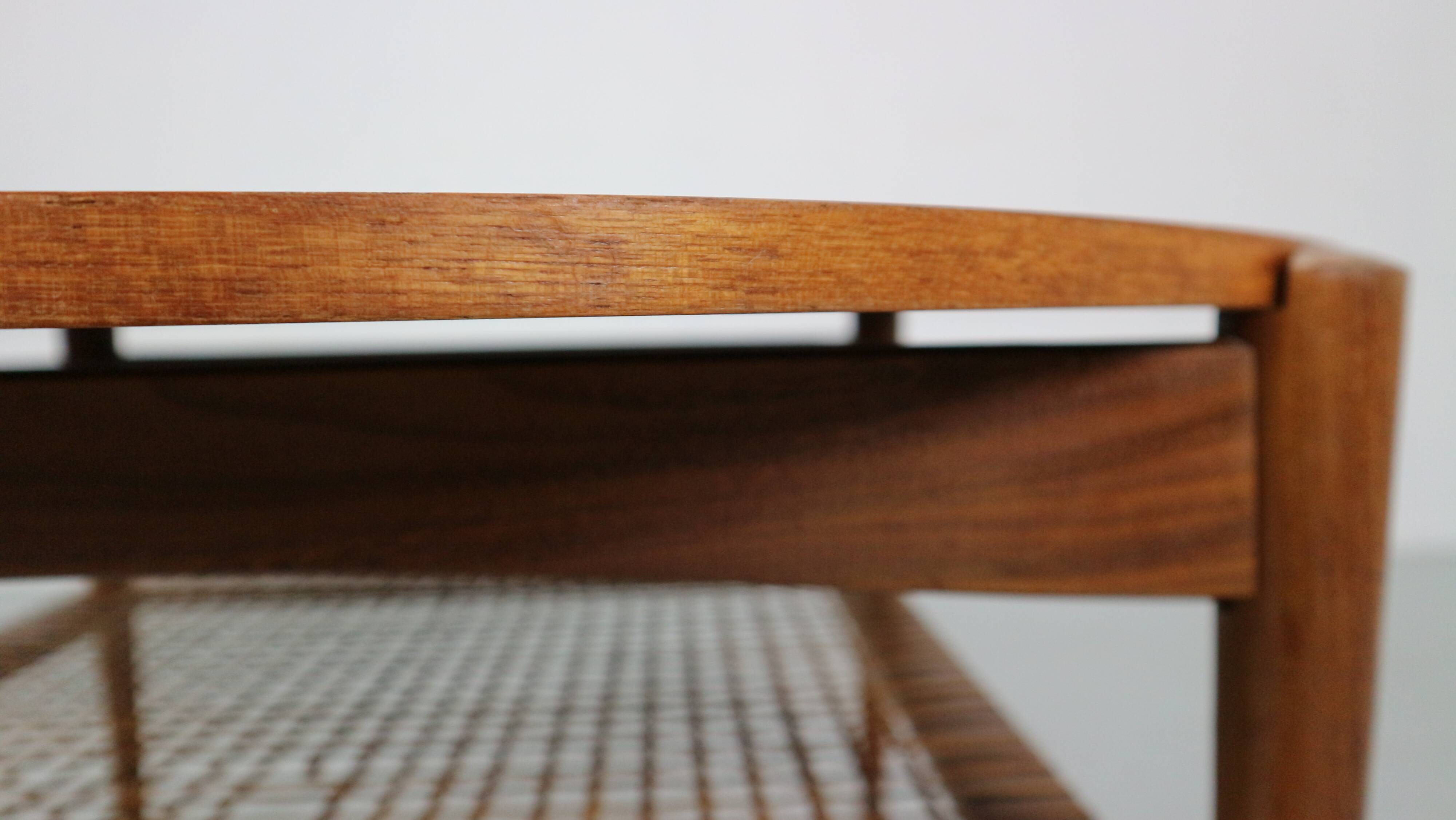 Scandinavian Modern Teak& Rattan Round Coffee Table, 1960's Denmark