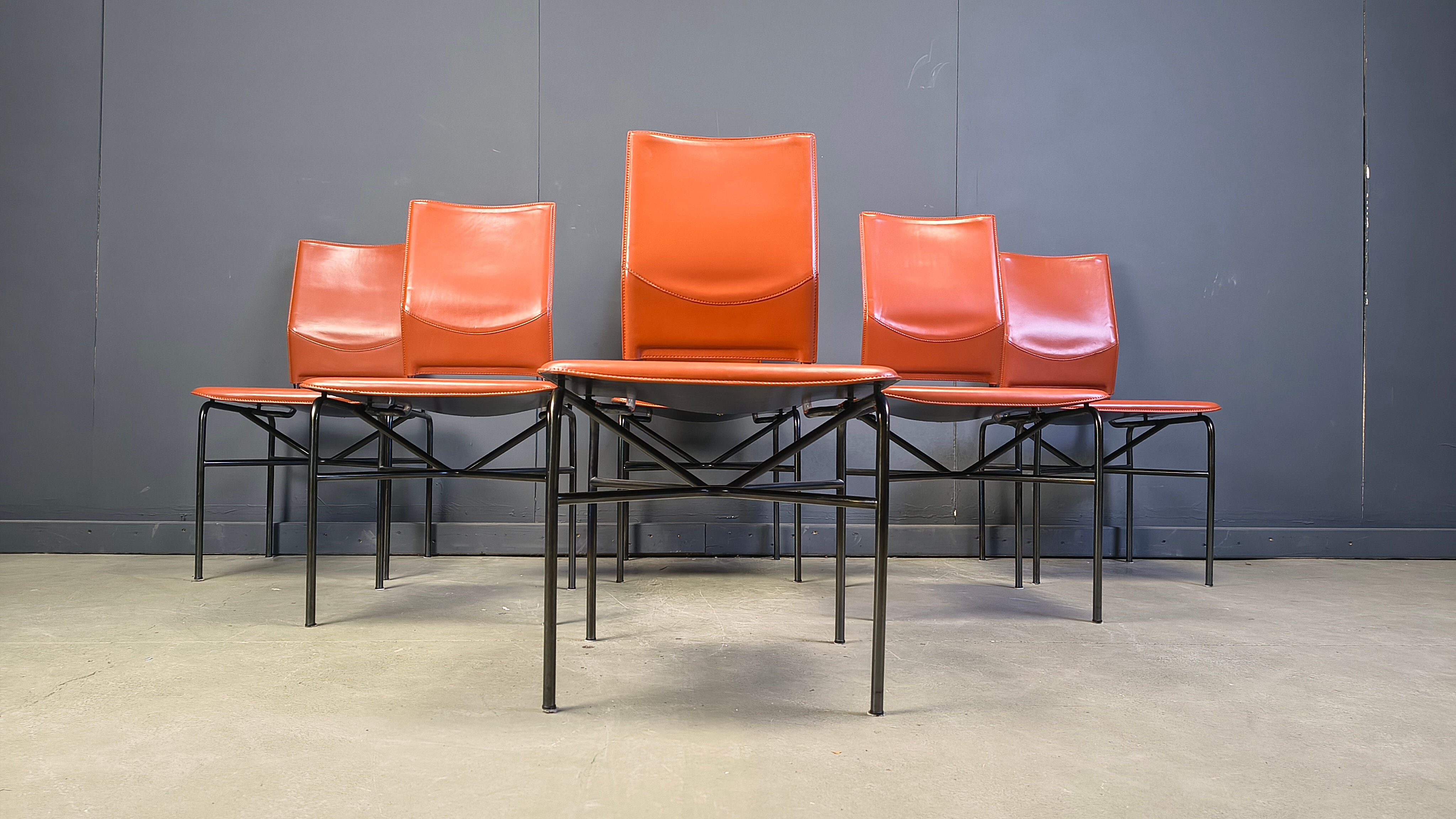 Ross Littel for Matteo Grassi set of 6 dining chairs, 1970s