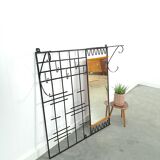 Wall coat rack vintage steel with mirror and shelf