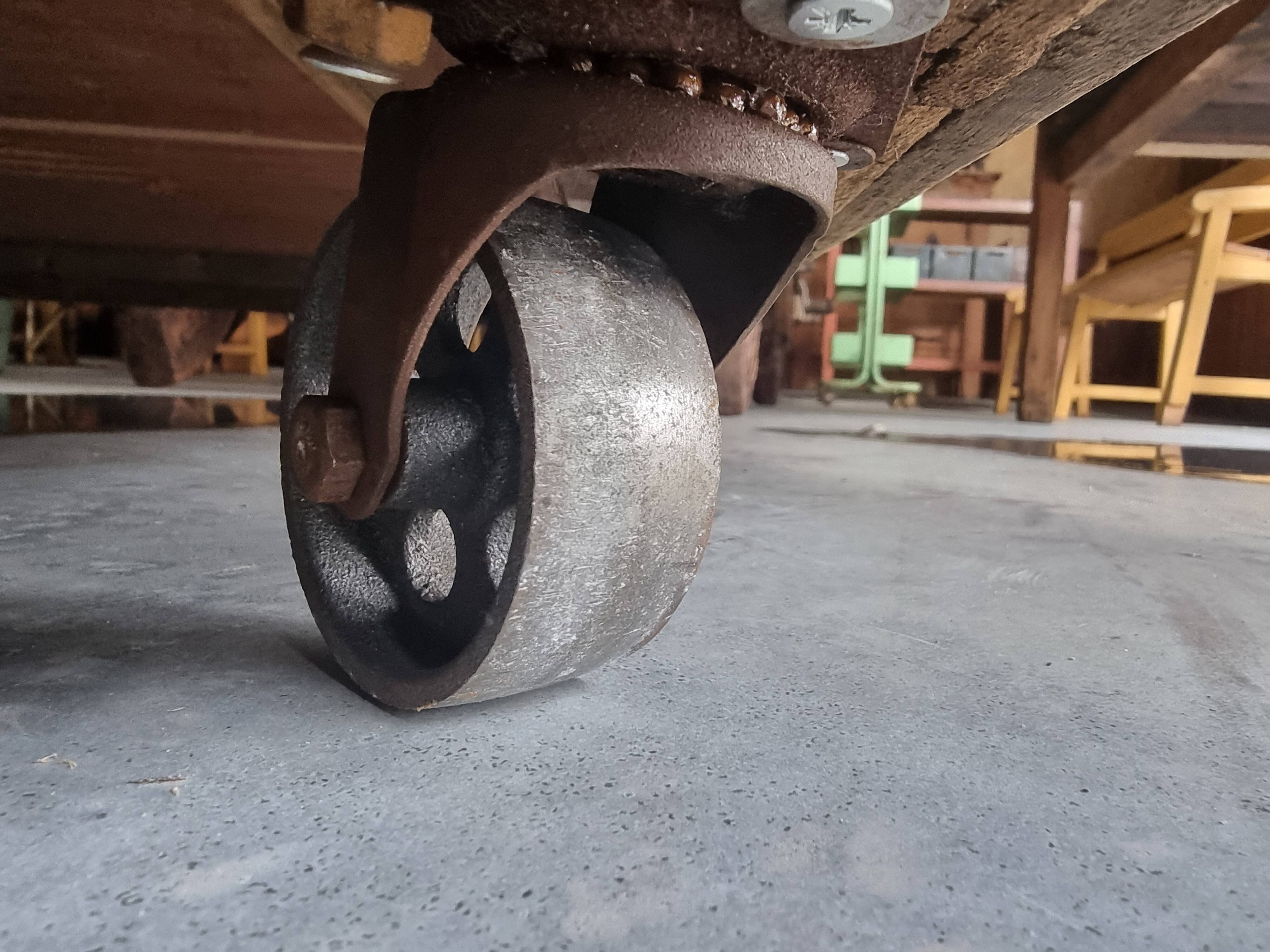 Old cabinet, workbench, kitchen island counter on casters