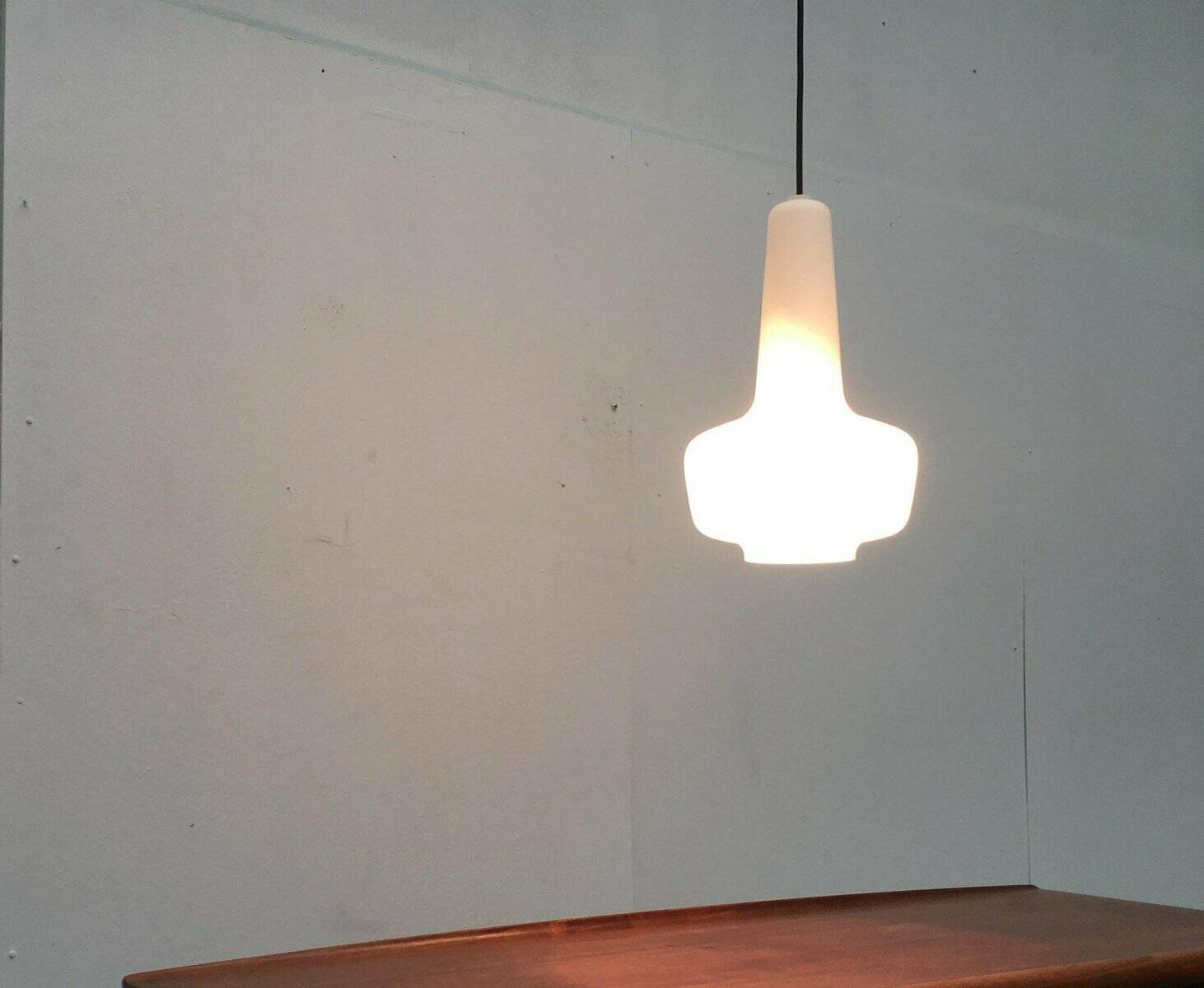Mid-century glass pendant light Kreta by Jacob E. Bang for Fog & Mørup and Holmegaard, 1960s.