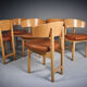 Vintage dining chairs in natural leather and beech Italy