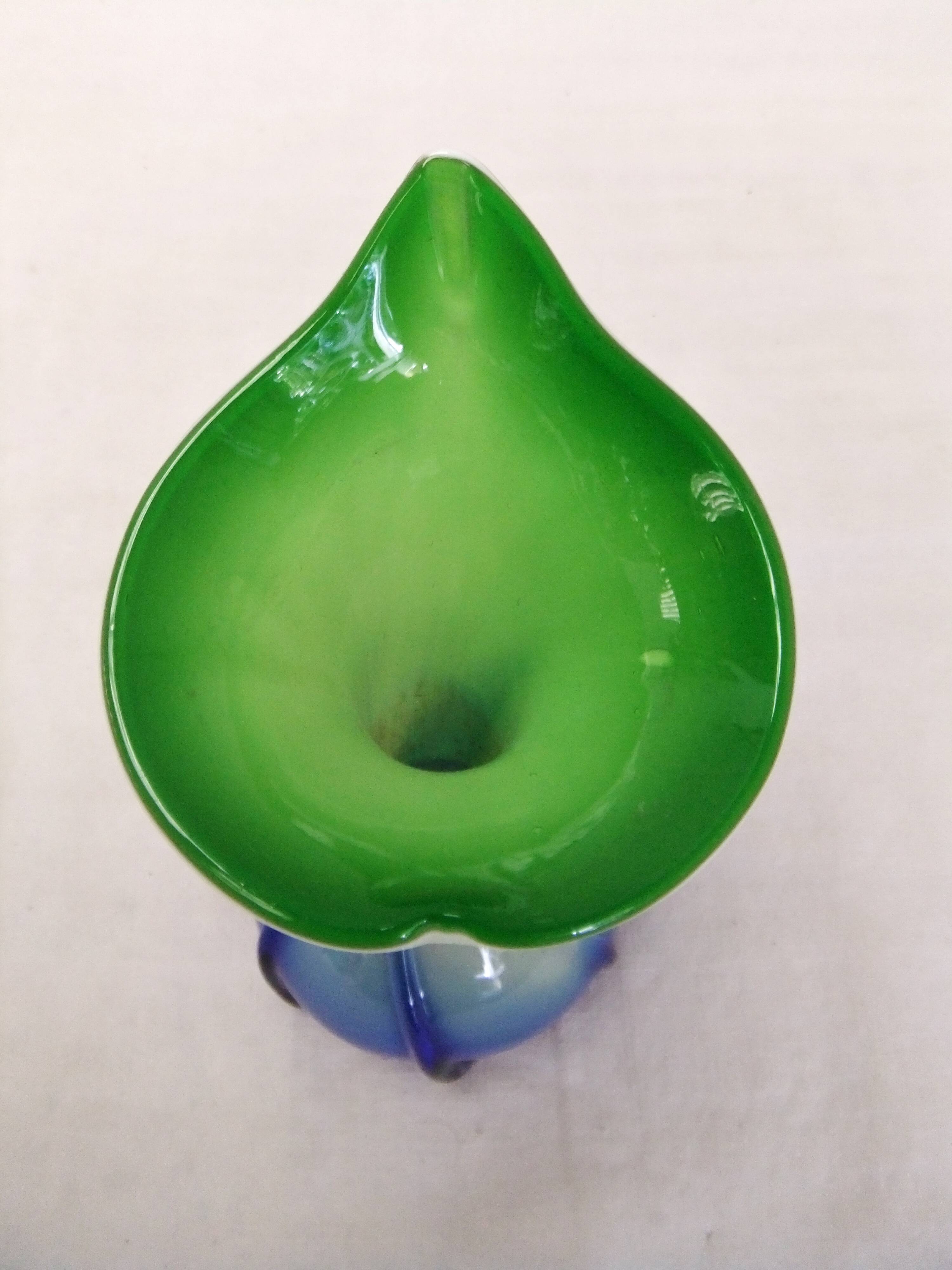 Murano Vase Vintage Floral Soliflore Calla Lily Blown Glass