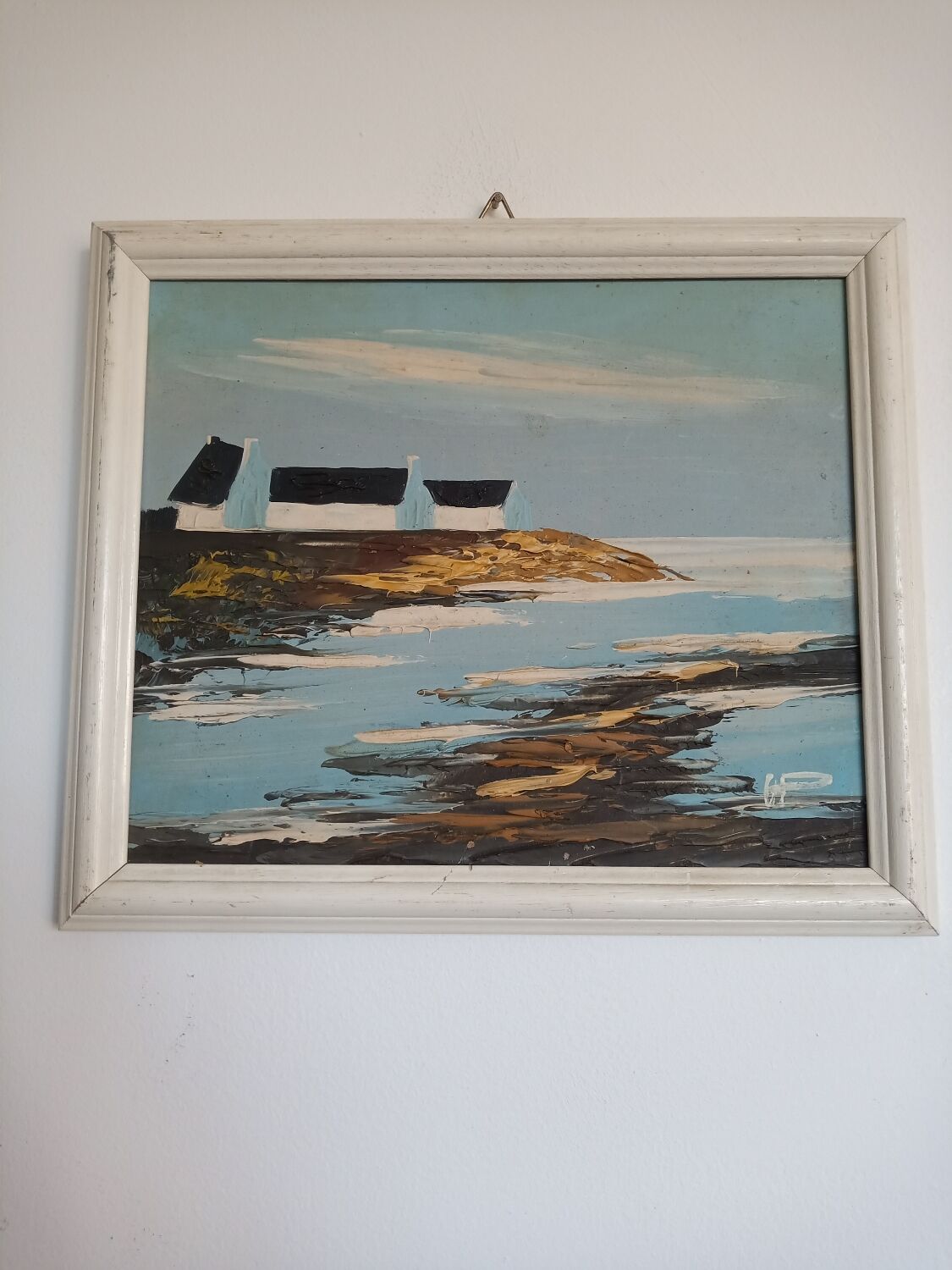 Painting by hand view Marine signed