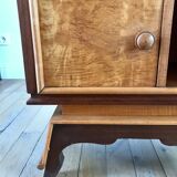 table de chevet en loupe d'orme art déco années 30