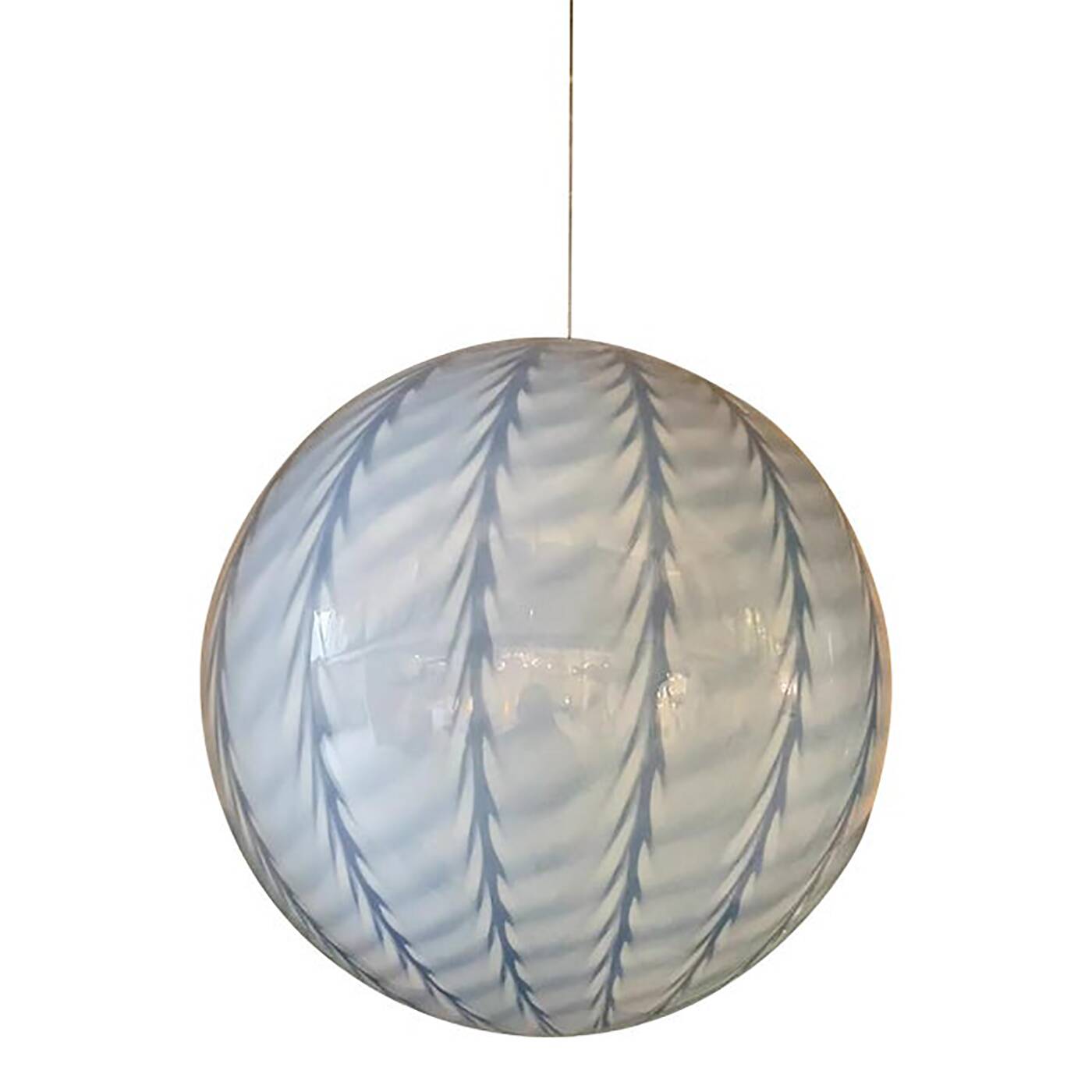 Contemporary Blue and Milky-White Spider Sphere Pendant in Murano Glass