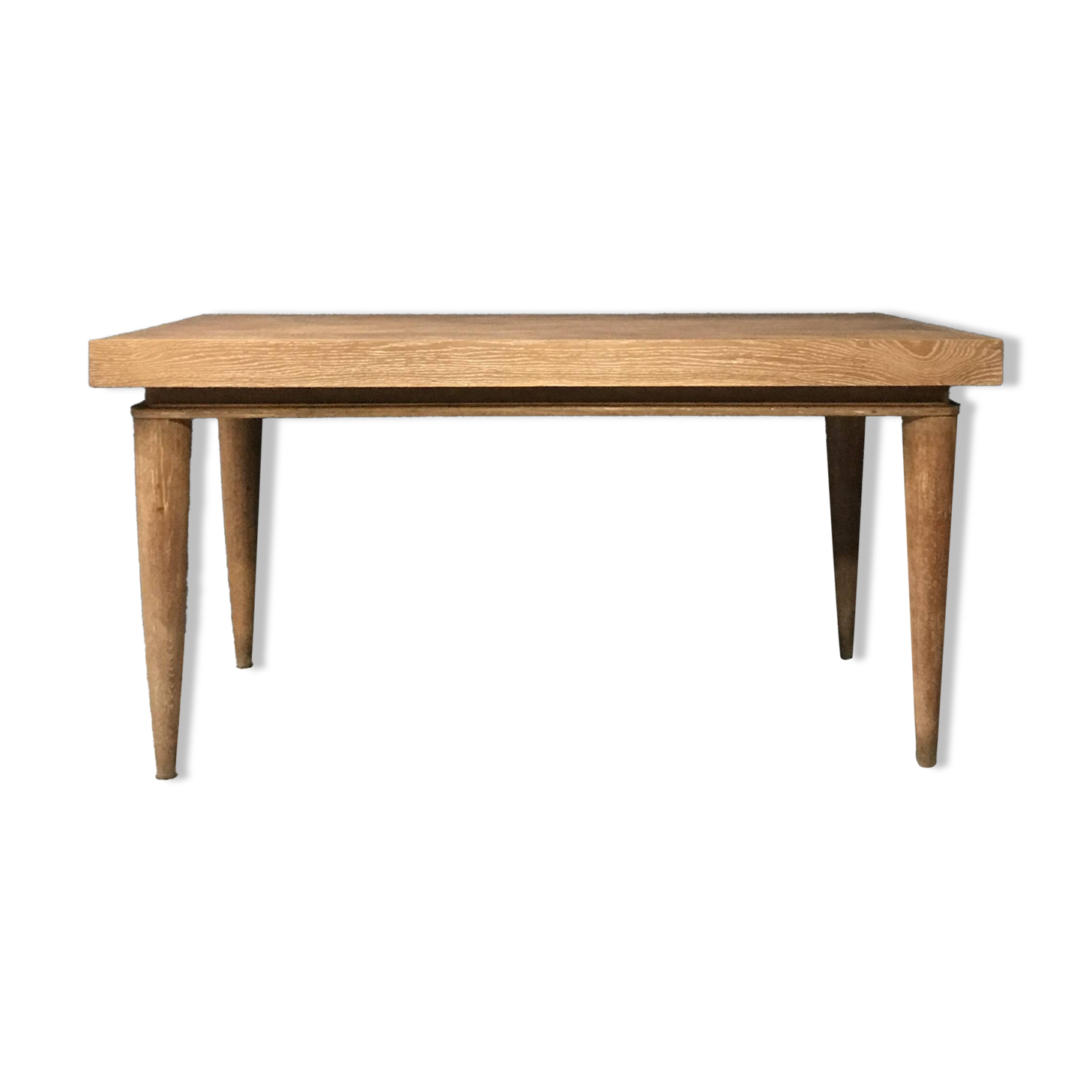 French Art Deco Expandable Oak Table, 1980s