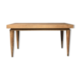 French Art Deco Expandable Oak Table, 1980s