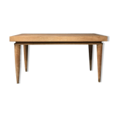 French Art Deco Expandable Oak Table, 1980s