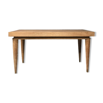 French Art Deco Expandable Oak Table, 1980s