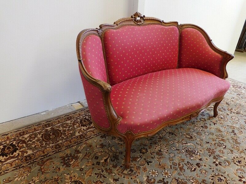 2-seater sofa bench Louis XV walnut from the 19th century