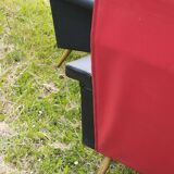 Pair of vintage 60s armchairs – Red and black faux leather