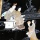 Four lacquer panels japan china XXe decorations of geishas