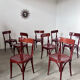Set of 8 vintage 70s curved varnished wood bistro chairs