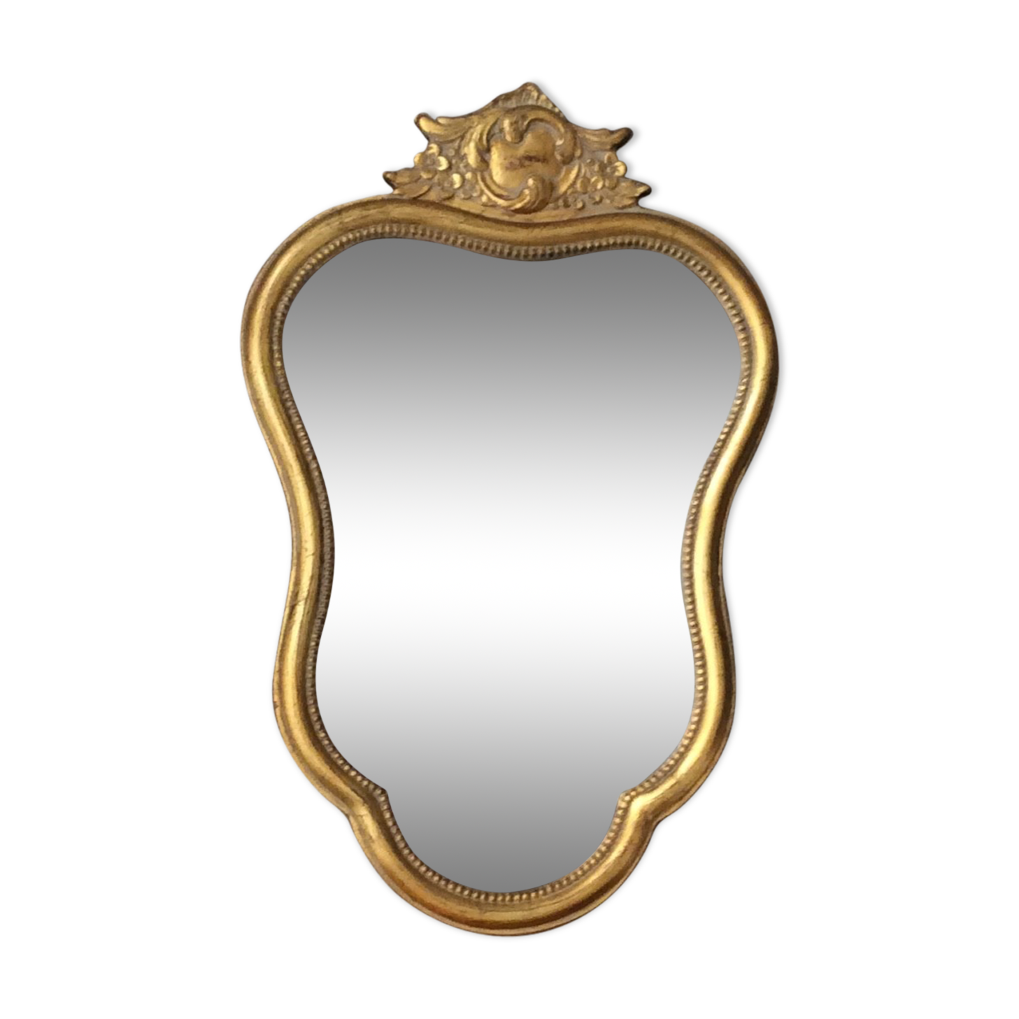 Gilded wooden mirror assembly and its wall console