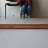 Large antique mirror in patinated wood h170cm