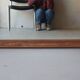 Large antique mirror in patinated wood h170cm