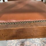 6 Art Deco walnut and leather chairs