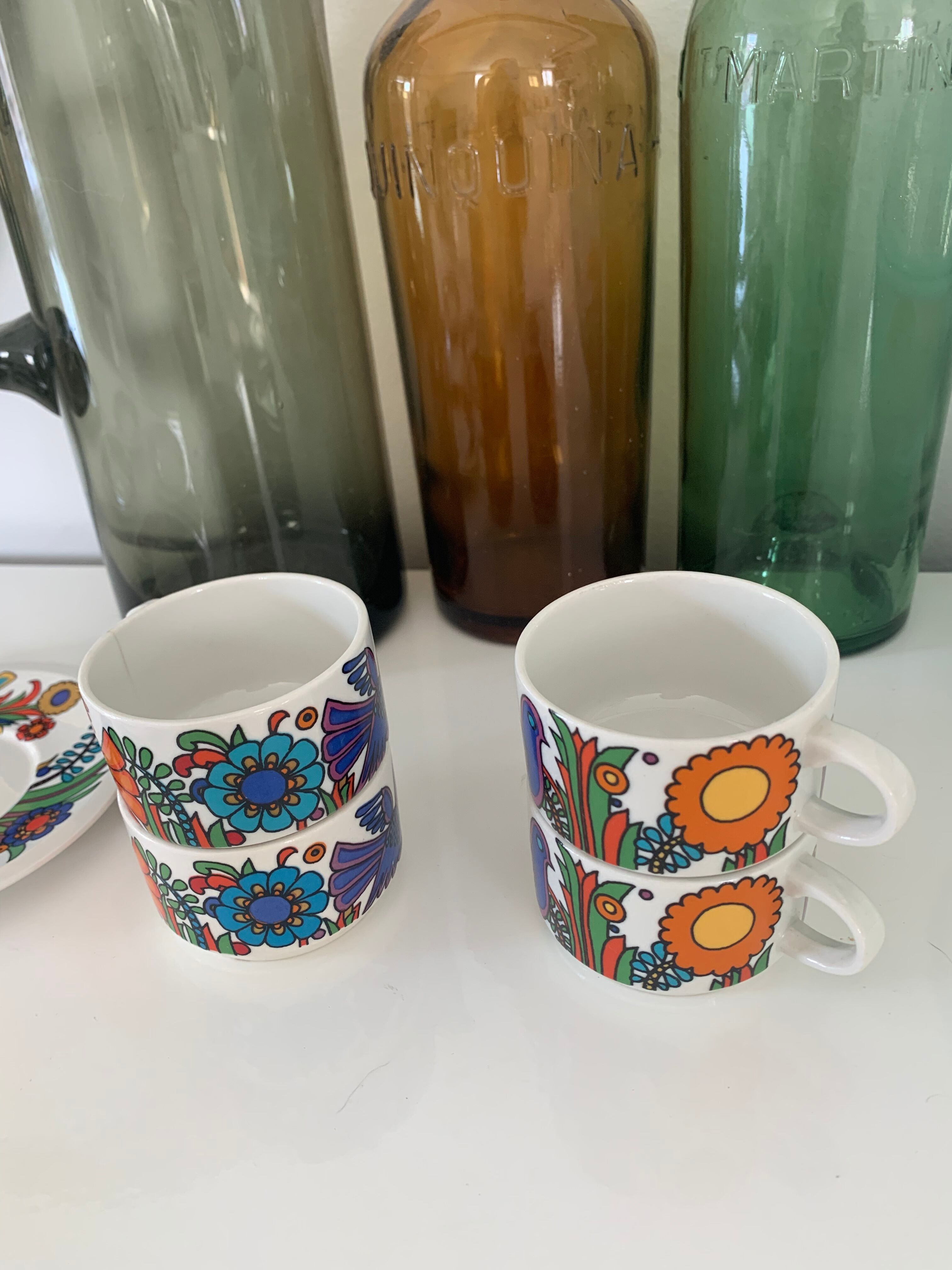 4 coffee cups Villeroy & Boch Acapulco + saucers Year 70