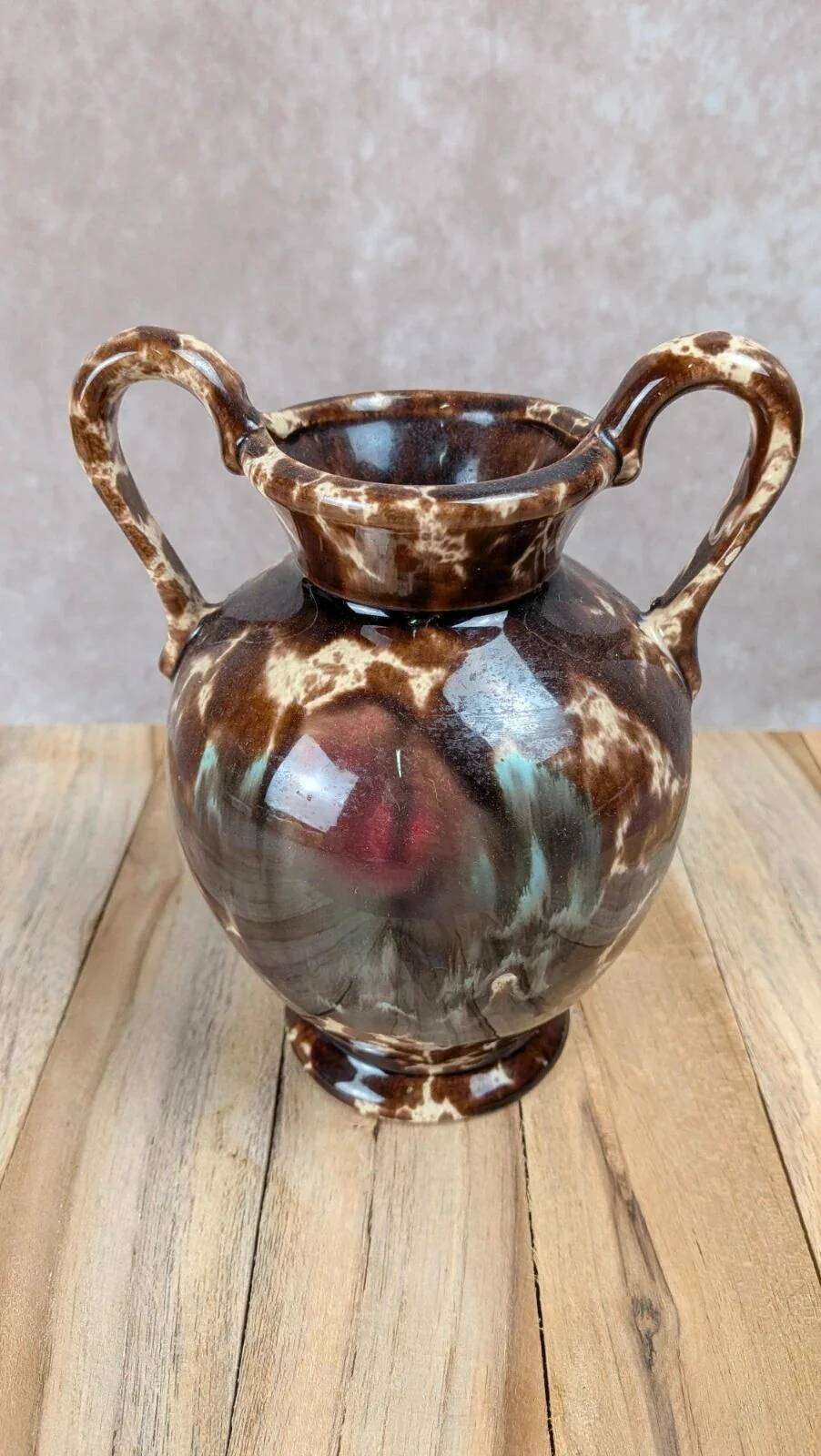 Small antique vase in glazed ceramic – handles –