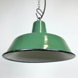 Industrial green enamel pendant lamp, 1960s