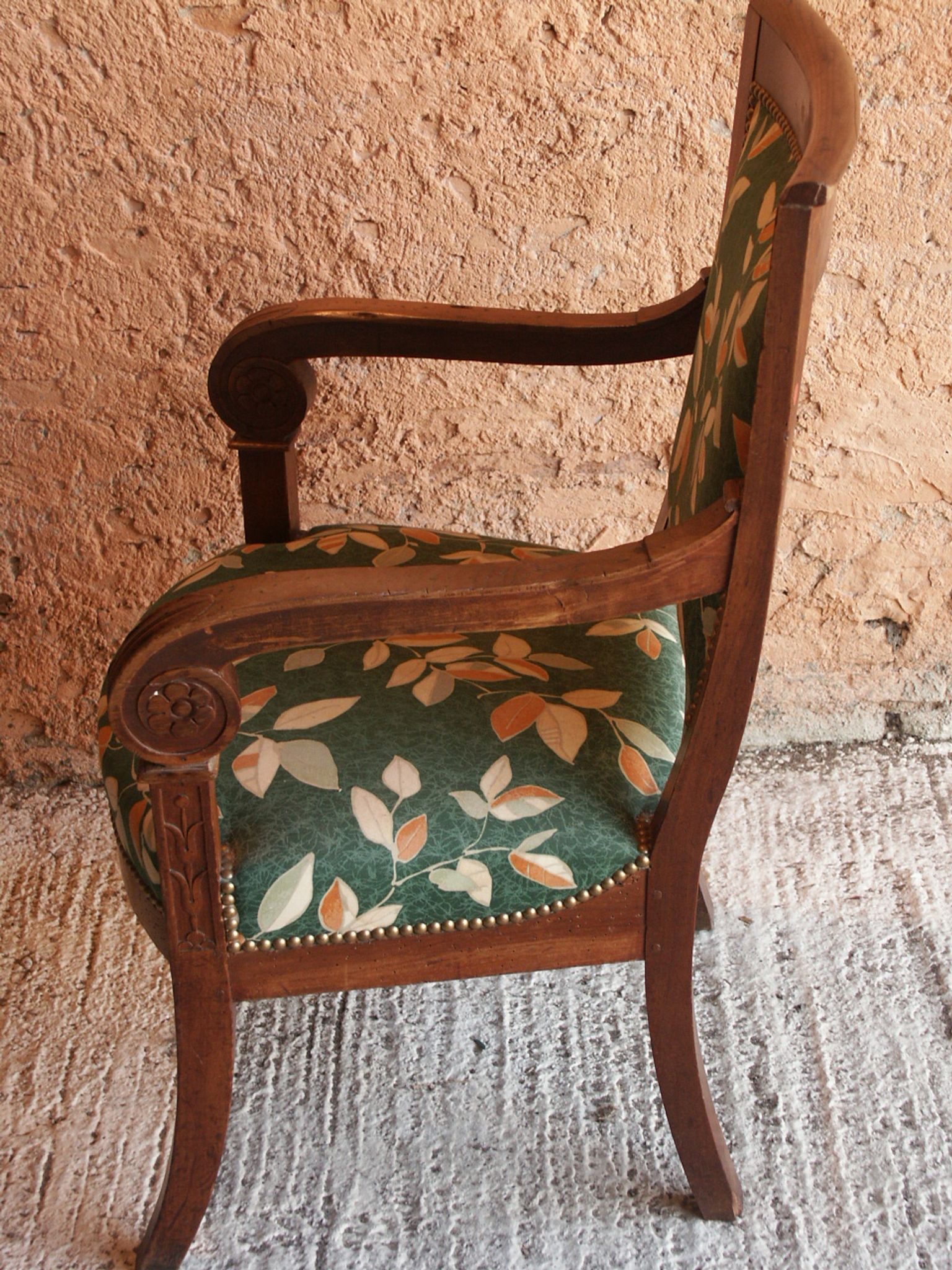 Fauteuil bois, tissu