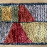 Tapis Rya suédois vintage en laine tissé à la main, années 1970