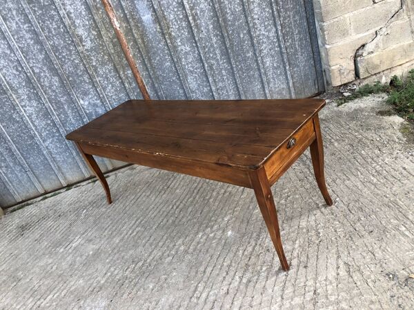 Table de ferme ancienne de style Louis XV avec 2 tiroirs