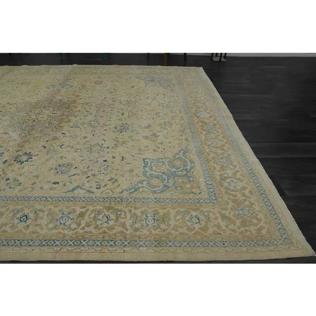 1970s Vintage Persian Handmade Wool Cotton Orange Area Rug 293x382