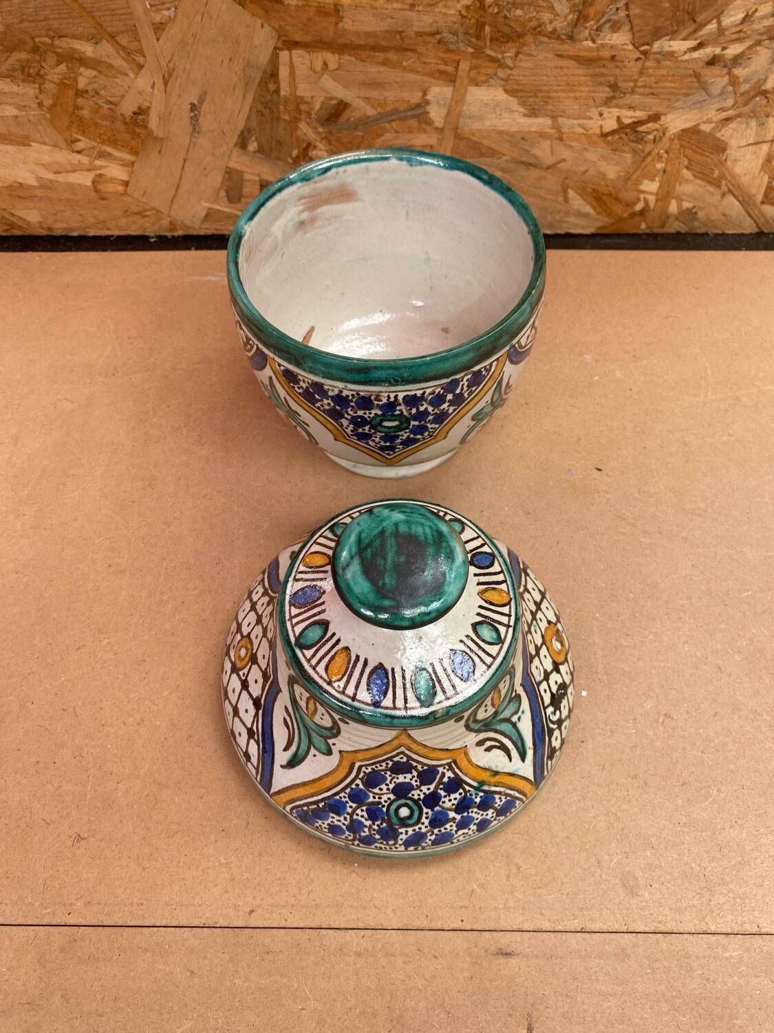 Old Butter Jar Jobbana Morocco Polychrome Earthenware XIXth Century Vintage #B082