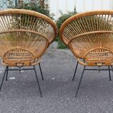 Rattan Lounge Attributed to Janine Abraham Model Soleil