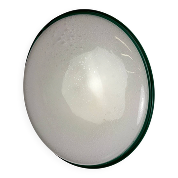 "Ronda" wall light by Leucos – green rim & frosted Murano glass, Italy 1970s