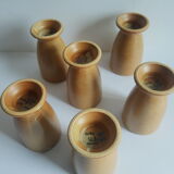Set of 6 stoneware mazagrans CNP gres village France vintage