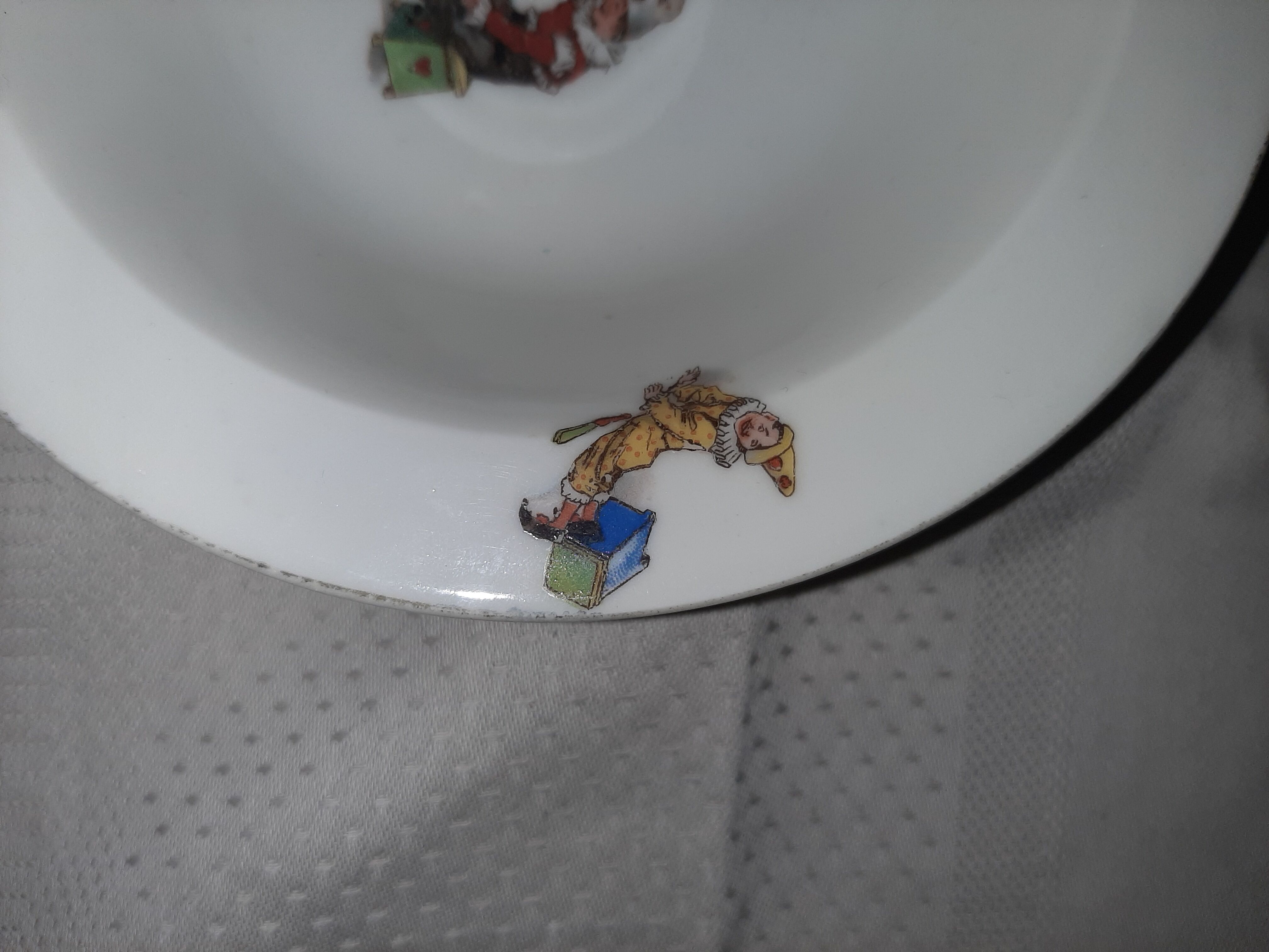 2 bowls of porridge child porcelain of Limoges art deco period