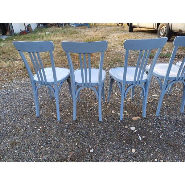 6 chaises bistrot Baumann bois cérusé vieux gris
