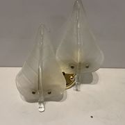 Midcentury Italian Murano Glass Leaf Sconces, Set of 2