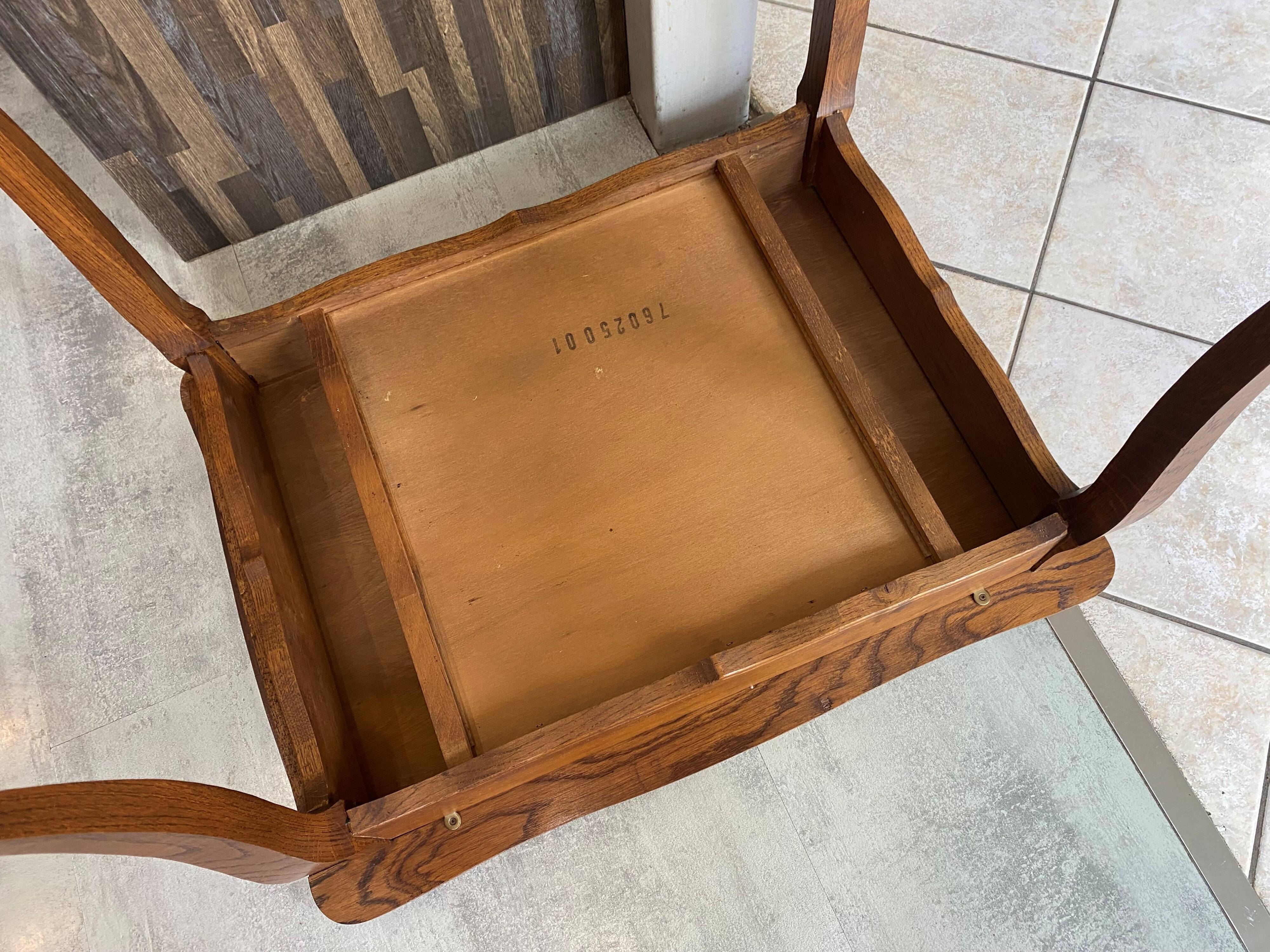 Oak desk, 1 drawer and 1 removable document holder, 1950