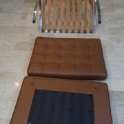 Steel and leather chair in the style of Knoll, 1980s.