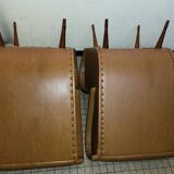 Beautiful pair of very comfortable vintage 1960-70 armchairs in brown skai