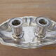 Double candle holder in silver metal signed Plasait years 30 - 40