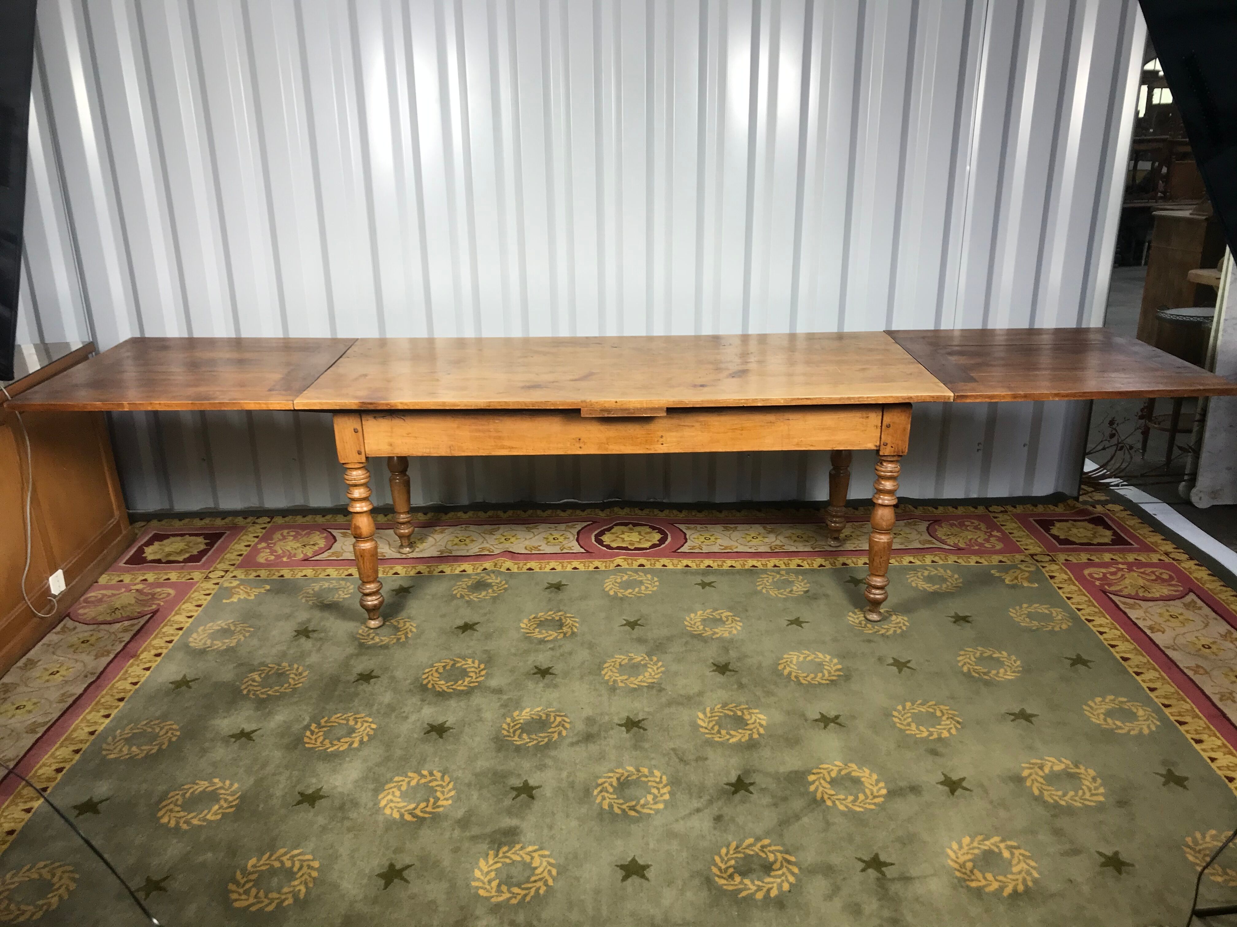 Farm table with built-in extensions 336 cm