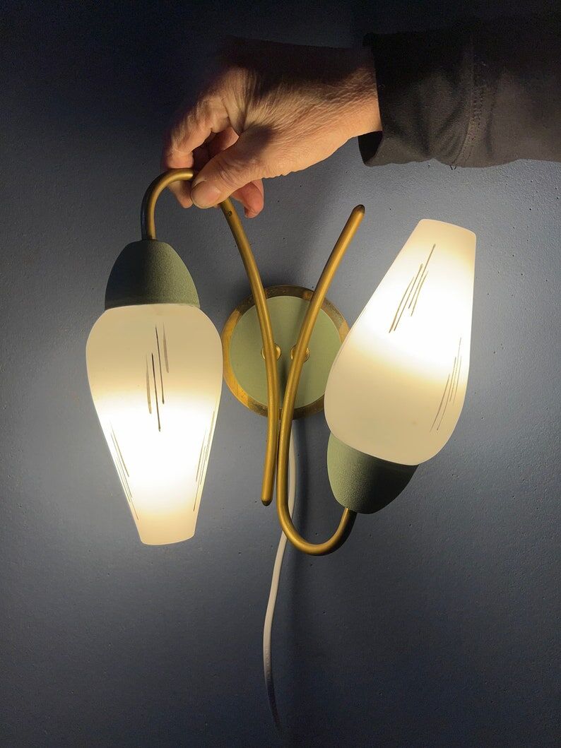 Mid-century opaline glass wall lamp