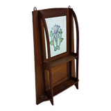 Art nouveau oak wall shelf with built-in frame