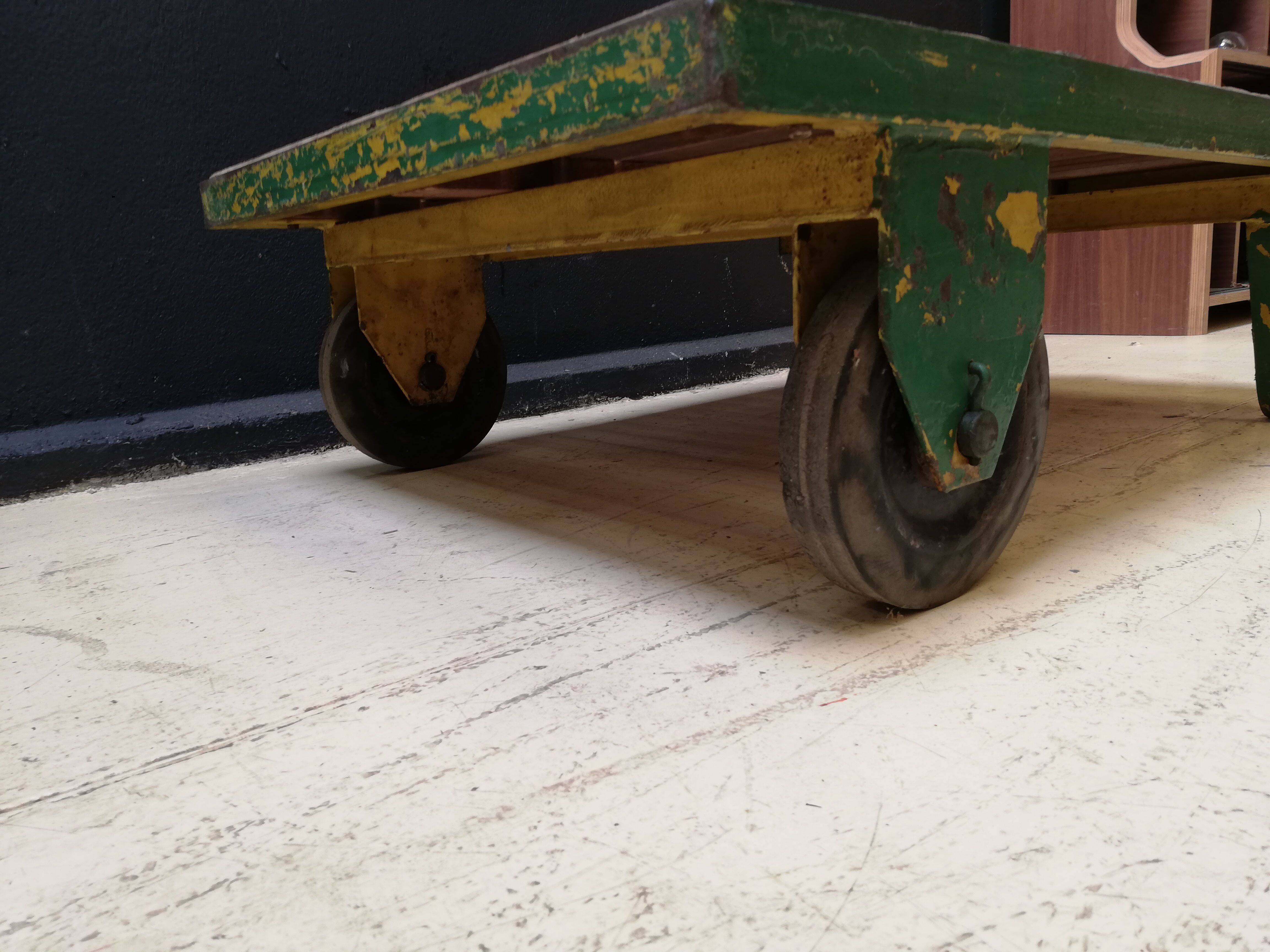 Coffee table, industrial trolley
