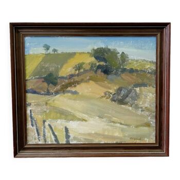 Ruth wahlund, swedish landscape, 1960, oil on canvas, framed