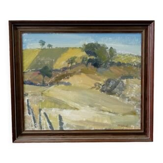 Ruth wahlund, swedish landscape, 1960, oil on canvas, framed