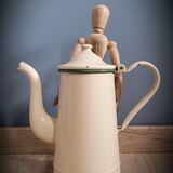 Beige enamel coffee maker