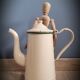 Beige enamel coffee maker
